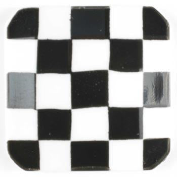 White and Black Checkerboard Polyamide Button