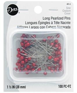 Dritz Pins Long Pearlized 1.5" Red 100pc