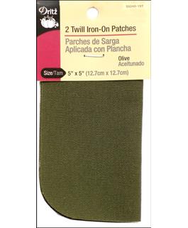 Dritz Patch Iron On 5x5 Twill Olive 2pc