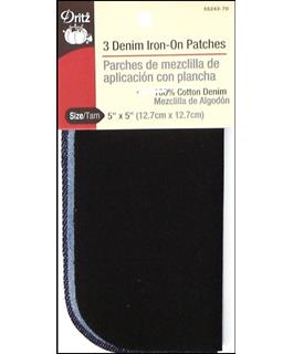 Dritz Patch Iron On 5x5 Denim Blk,Stonewash,Dk 3pc