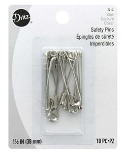 Dritz Safety Pins Blister Pack Size 2 Nickel 10pc