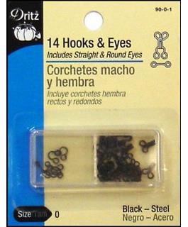 Dritz Hooks & Eyes Size 0 Black
