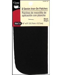 Dritz Patch Iron On 5x5 Denim Black 2pc