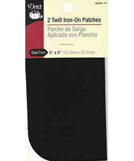 Dritz Patch Iron On 5x5 Twill Black 2pc