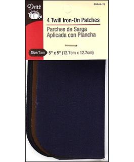 Dritz Patch Iron On 5x5 Twill Dark Assorted 4pc