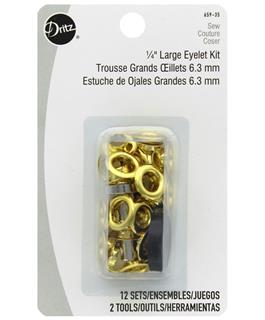 Dritz 1/4" Large Eyelet Kit With Tool Gilt 12pc