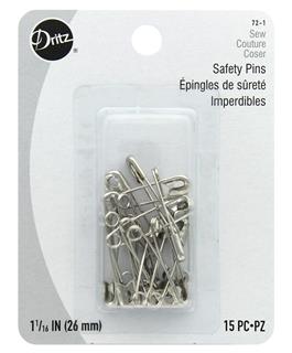 Dritz Safety Pins Blister Pack Size 1 Nickel 15pc