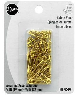 Dritz Safety Pins Size 0 & 00 Gilt 50pc