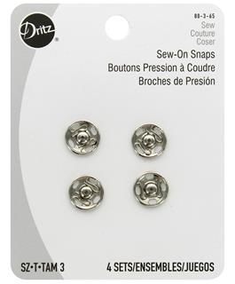 Dritz Sew on Snaps 3 Nickel 4pc