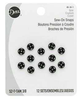 Dritz Black Sew On Snaps Size 3 - 12ct - Sew On Snaps - Snaps & Fasteners -  Buttons