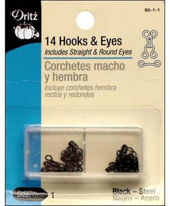 Dritz Hooks & Eyes Size 1 Black