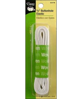 Dritz Elastic Buttonhole White 5/8"x 1yd