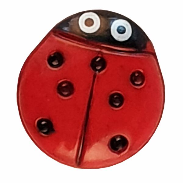 Red Lady Bug Novelty Button