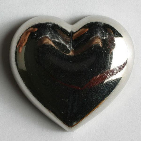 Silver Heart Novelty Button