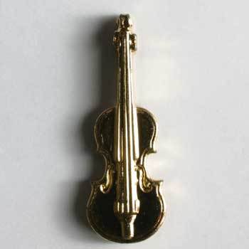 Gold Plated Violin Novelty Button Charm