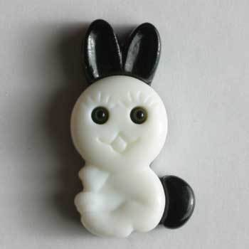 Black and White Bunny Novelty Button