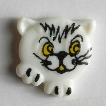 White Cat Novelty Button