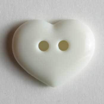 White Heart Novelty Button