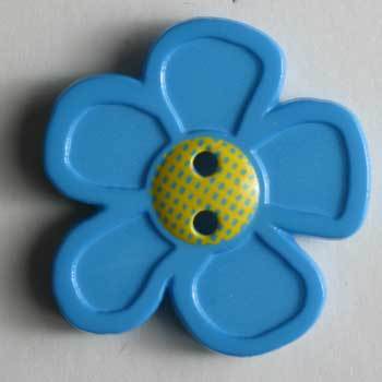 Blue Flower Novelty Button