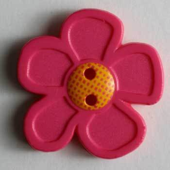 Pink Flower Novelty Button