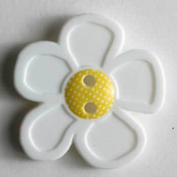 White Flower Novelty Button