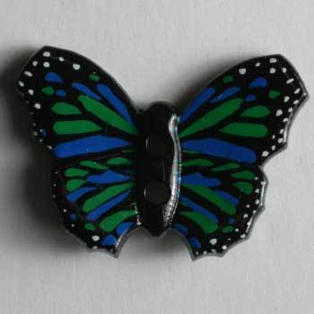 Blue and Green Butterfly Novelty Button