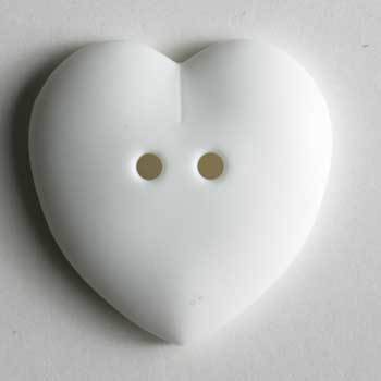 White Heart Novelty Button