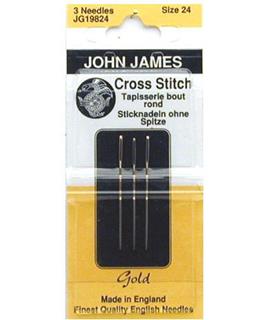 John James Gold Tapestry/XStitch Needle Sz24 3pc