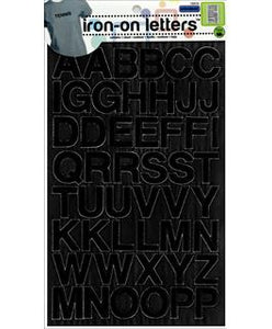 Dritz Iron On Letters Embroidered Block Black
