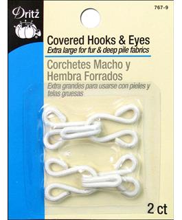 Dritz Hooks & Eyes Covered White 2pc