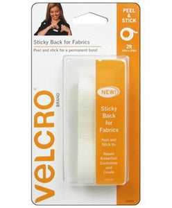 Velcro Sticky Back For Fabrics Tape 3/4x24" White