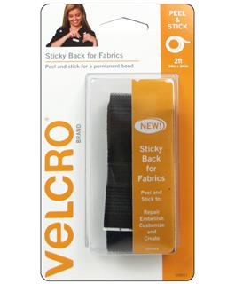 Velcro Sticky Back For Fabrics Tape 3/4x24" Black