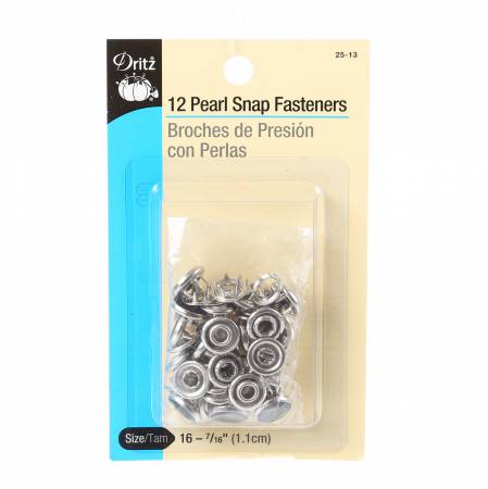 Dritz Pearl Snap Fasteners Size 16 Black 12pc