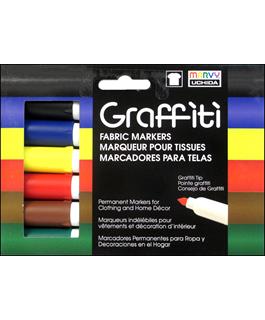Uchida Graffiti Fabric Marker Set Primary 6pc