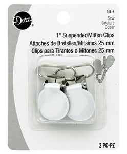 Dritz Suspender/Mitten Clip White 2pc