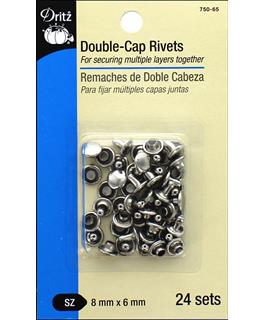 Dritz Double Cap Rivets Nickel 24pc
