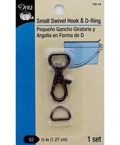 Dritz Small Swivel Hook & D Ring Gunmetal