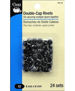 Dritz Double Cap Rivets Gunmetal 24pc