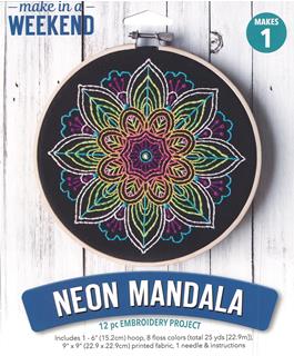 Neon Mandala Embroidery Kit