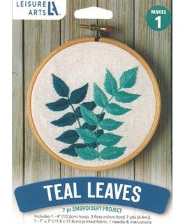 Teal Leaves Embroidery Kit