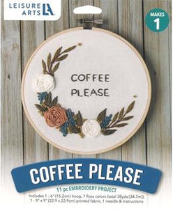 Coffee Please Embroidery Kit