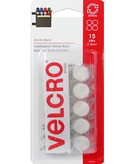 Velcro Sticky Back Coin 5/8" White 15pc