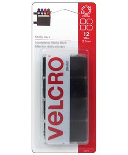 Velcro Sticky Back Square 7/8" Black 12pc