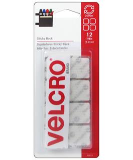 Velcro Sticky Back Square 7/8" White 12pc