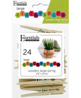 EBL Wood Clothespins Large Spring 3.38" 24pc