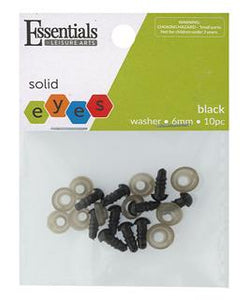 EBL Safety Eyes Solid 6mm With Washer Black 10pc