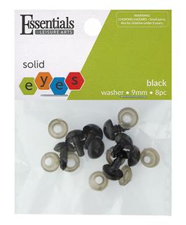 EBL Safety Eyes Solid 9mm With Washer Black 8pc
