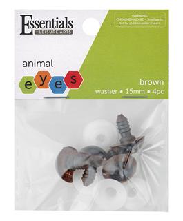 EBL Animal Eyes With Washers 15mm Brown 4pc