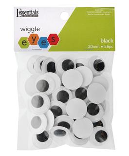 EBL Eyes Paste On Moveable 20mm Black 56pc
