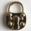 Gold Plated Lock Full Metal Button Charm